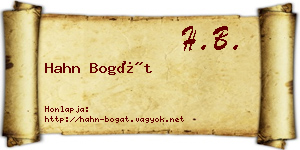 Hahn Bogát névjegykártya